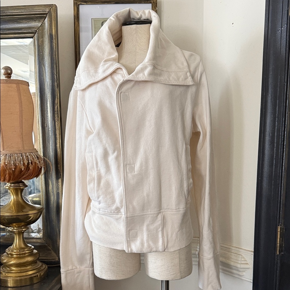 Norma Kamali Cream Funnel-Collar Bomber sweatshirt